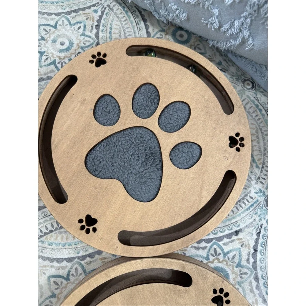 Set Of 2 Cat Track Toy Marbles Scratching Pad Puzzle Pet Tier Game Chase